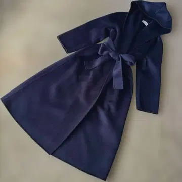 셀포드 후디드 리버 코트 벨트 후드 가운 울 롱