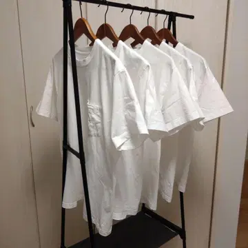 Hanes 비피 포켓 티셔츠 화이트 5장 세트