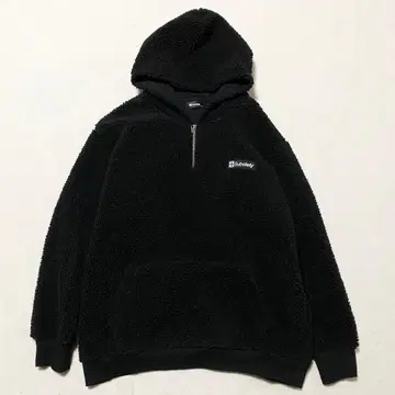 [ 새상품급 ] subciety 하프 지퍼 보아 후드티 L 블랙