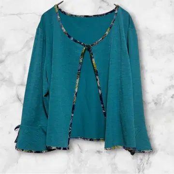 JAN NOEL 가디건 긴팔 심플 오픈 터콰이즈 블루