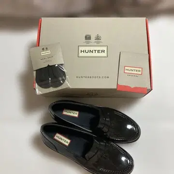 [ 새상품급 ] HUNTER 로퍼 블랙 24cm 38 UK5 레인 신발