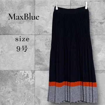 새상품급 맥스 블루 플리츠 롱 스커트 바이컬러 성숙 캐주얼 9호
