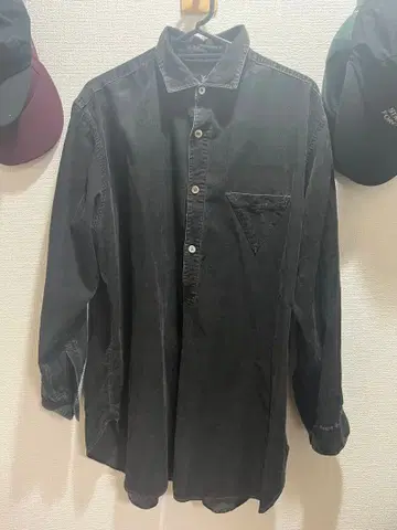 Ys 와이즈 블랙 코듀로이 셔츠 빈티지