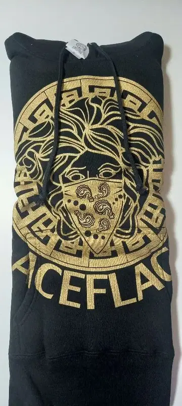 [새상품 미사용] ACEFLAG 금 로고 메두사 후드티 남녀 공용