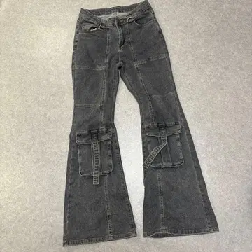 00s y2k 블랙 카고 플레어 데님 디자인