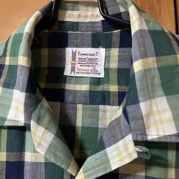 70's JCpenneys 타운크래프트 오픈 카라 셔츠 체크 아메카지