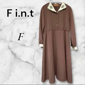 F.i.n.t 핑크 브라운 자수 옷깃 원피스