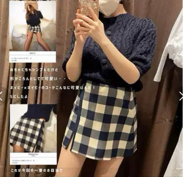 ZARA 완판템 깅엄 체크 패턴 미니 스커트
