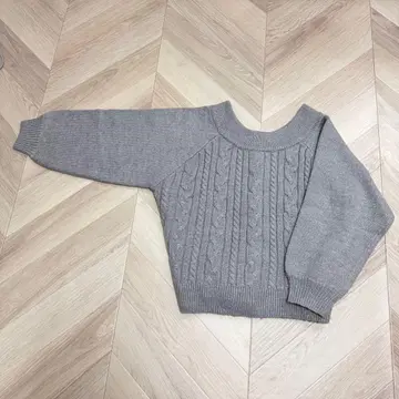 케이블 짜임 니트 스웨터 그레이 M