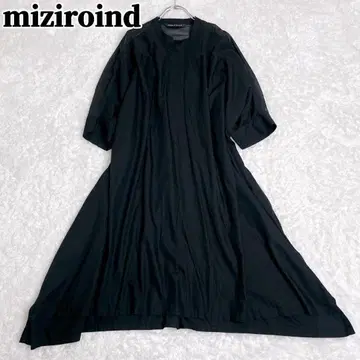 새상품급 미즈이로 인드 시어 와이드 원피스 스탠드 카라 최근 블랙