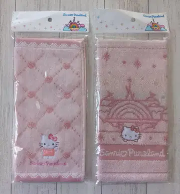 산리오 퓨로랜드 헬로키티 미니 타월 2개 하트 외관