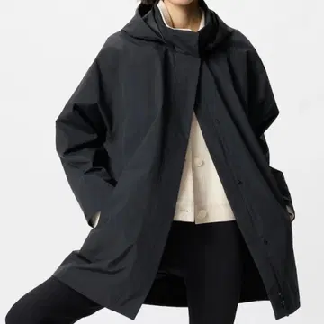 유니클로 블록테크 하프 코트 블랙 S