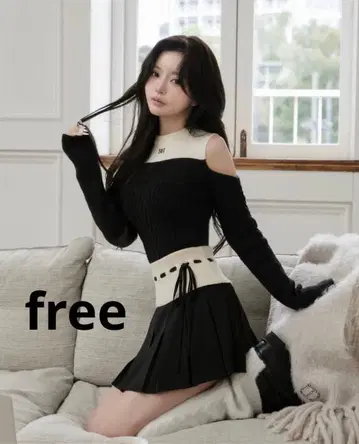 Darich 숄더 오픈 니트 셋업