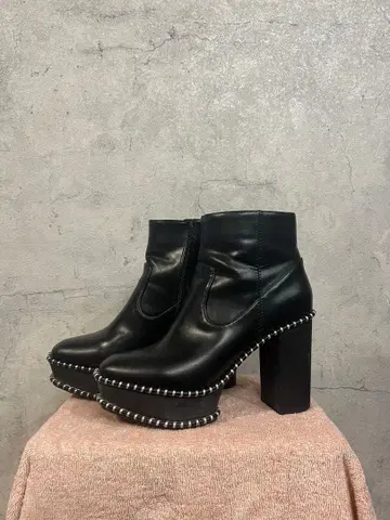 마우지 우드 밑창 부츠 숏부츠 블랙 L 통굽 부츠