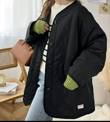 Java 아우터 퀼팅 블랙
