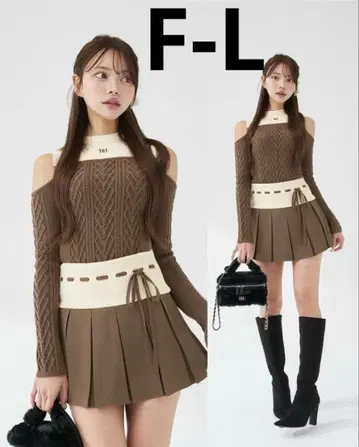 Darich 숄더 오픈 니트 셋업