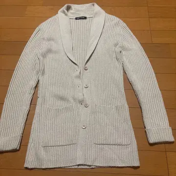 VINO ROUGE 베이지 리브 편직 가디건