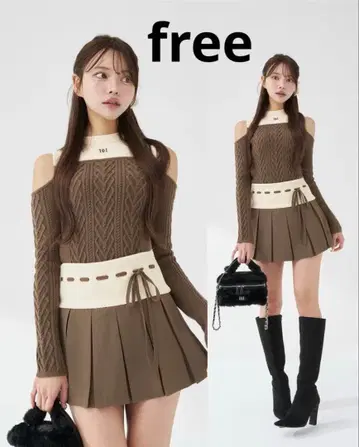 Darich 숄더 오픈 니트 셋업