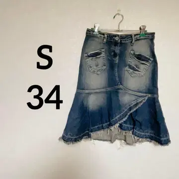 할인 즉시 구매 OK 데님 스커트 사이즈 34 비대칭 타이트