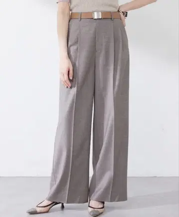 Drawing Numbers 센터 프레스 와이드 팬츠 모카 38