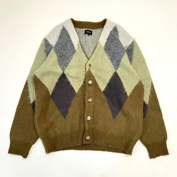 BEAMS 아가일 샤기 가디건 M