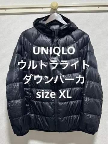 새상품급 유니클로 울트라 라이트 다운 후드티 블랙 XL