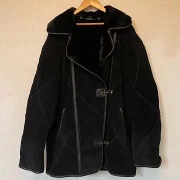 90s 가죽 코트 S 블랙 파이어맨 자켓 무스탕 보아