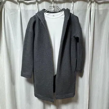 [ 미사용 ] 무인양품 후드 부착 코트 맨투맨 소재 그레이