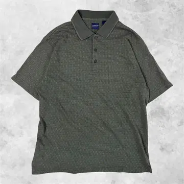 ARROW 다크 그린 피케 셔츠 체크풍 L 캐주얼