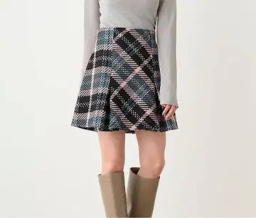 SNIDEL 로빙 체크 스커트 블랙