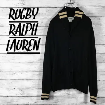 럭비 랄프 로렌 숄카라 보더 니트 가디건 블랙 M