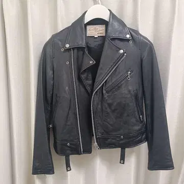 AVIREX 블랙 가죽 더블 라이더 자켓