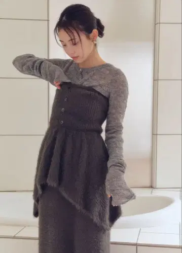 peplum shaggy knit bustier andequal