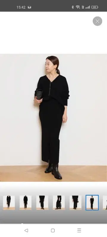 블랙 니트 슬릿 셋업