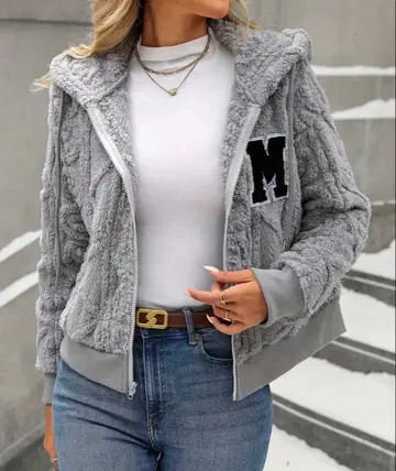 그레이 후드 부착 보아 자켓