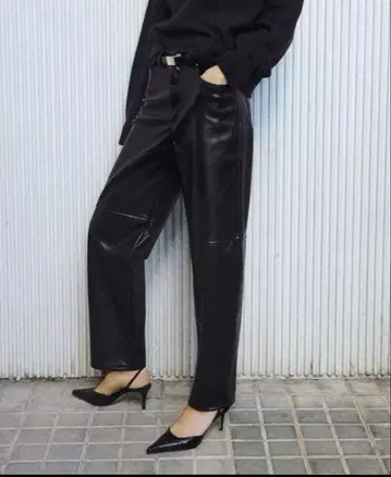 H&M 하이웨스트 가죽 팬츠 36