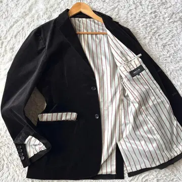 컨디션 최상 컴시즘 벨로아 테일러드 자켓 스트라이프 블랙 L