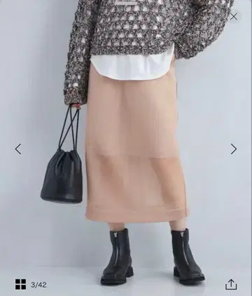 유나이티드 애로우즈 시어 종이상자 스커트 라이트 핑크 타이트 스커트