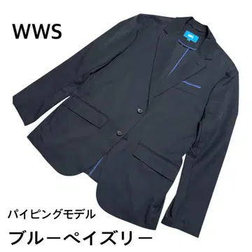 WWS 파이핑 테일러드 자켓 다크 네이비 블루 페이즐리 S 사이즈