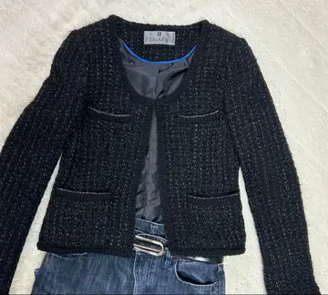 BLACK by moussy 노카라 자켓 블랙 계열 트위드