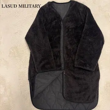 인기 LASUD 2way 퀼팅 노카라 아우터 리버서블/블랙