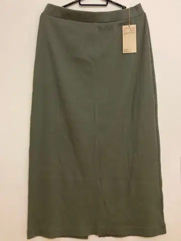 무인양품 스트레치 리브 니트 스커트 스모키 그린 XL