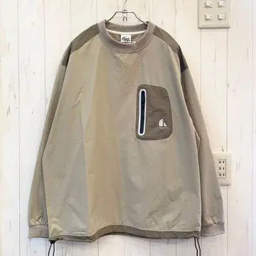 새상품 프론트 지퍼 포켓 아웃도어 워크 풀오버 베이지 M 사이즈