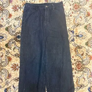 다크 블루 와이드 레그 데님