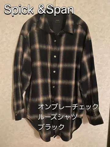 [ 새상품급 ] Spick &span 옴브레 체크 루즈 셔츠 블랙