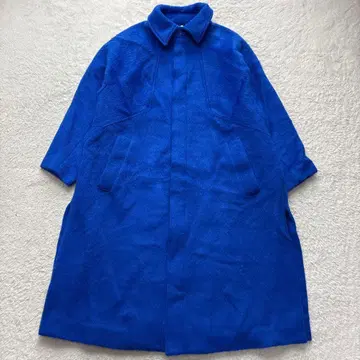 택 포함 새상품급 JET NEWYORK 모헤어 울 샤기 플레어 코트 블루