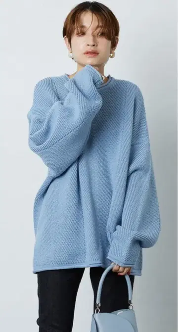 FREAK'S STORE 라이트 블루 오버 사이즈 니트 스웨터