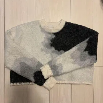 [ 새상품급 ] STYLEMIXER 카우 패턴 숏 니트