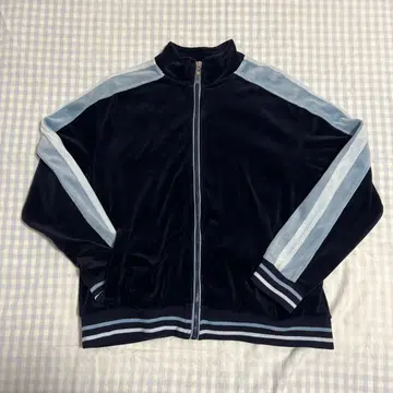 네이비 벨벳 집업 저지 벨로아 라인 구제 의류