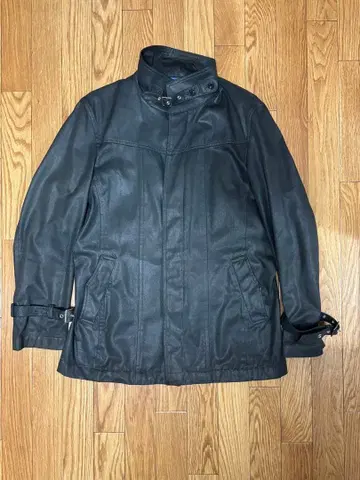 블랙 합성 피혁 밀리터리 자켓